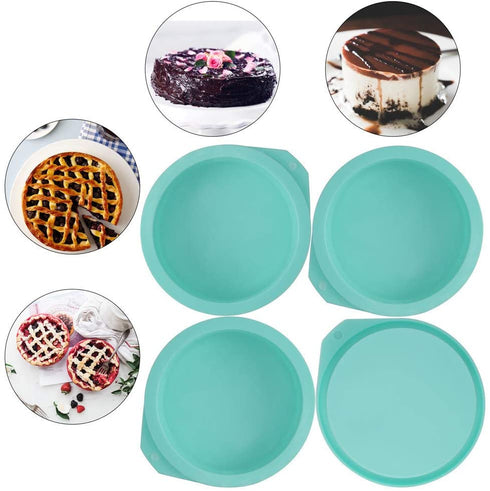 6-Pack Silicone Cake Molds 4 Inch Round Silicone Cake Pans Green Baking Pan Set Silicone Baking Mold DIY Rainbow Cakes and Round Resin Coaster Molds, 0.8 Inch Deep (Green)