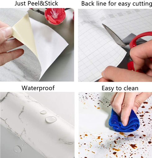 UPREDO Blue Stone Marble Paper Granite Effect Countertops Gloss Vinyl Film Self Adhesive 12inch by 79inch (Blue Stone)