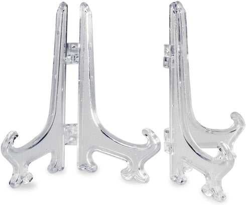 Super Z Outlet 5" Clear Plastic Easels or Stand/Plate Holders to Display Pictures or Other Items at Weddings, Home Decoration, Birthdays, Tables (24)