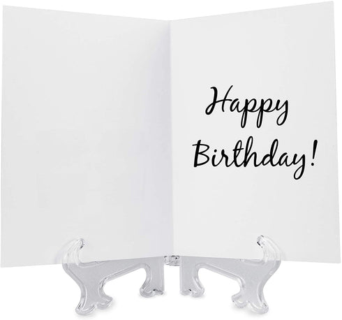 Super Z Outlet 5" Clear Plastic Easels or Stand/Plate Holders to Display Pictures or Other Items at Weddings, Home Decoration, Birthdays, Tables (24)