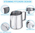 Milk Frothing Pitcher 12oz,Espresso Steaming Pitcher 12oz,Espresso Machine Accessories,Milk Frother cup 12oz,Milk Coffee Cappuccino Latte Art ,Stainless Steel Jug