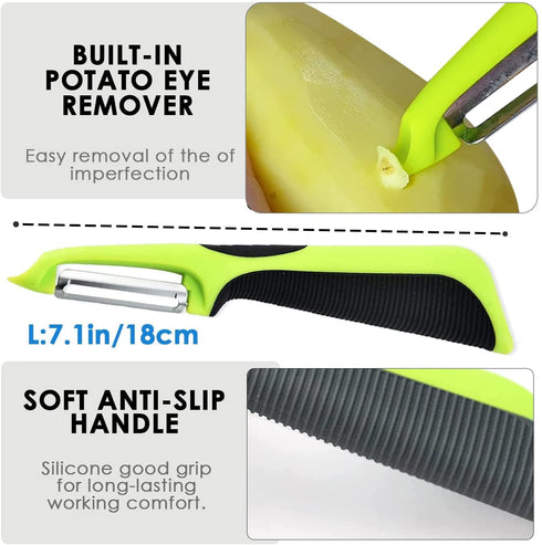 Vegetable Potato Peelers for Kitchen, Fruit Carrot Zucchini Cucumber Apple Peeler, Good Grip Veggie Peeler Makes Peeling Very Easy, Upgraded Stainless Steel Blades I and Y peeler