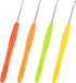 4 Pieces Hair Needles Crochet Hooks Precision Metal Needles Crochet Knitting Needles with Soft Handles, 1 mm, 1.25 mm, 1.5 mm, 1.75 mm, 4 Colors
