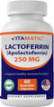 Vitamatic Lactoferrin 250mg (Apolactoferrin), 60 Vegetable Capsules - Promotes Healthy Immune Function*