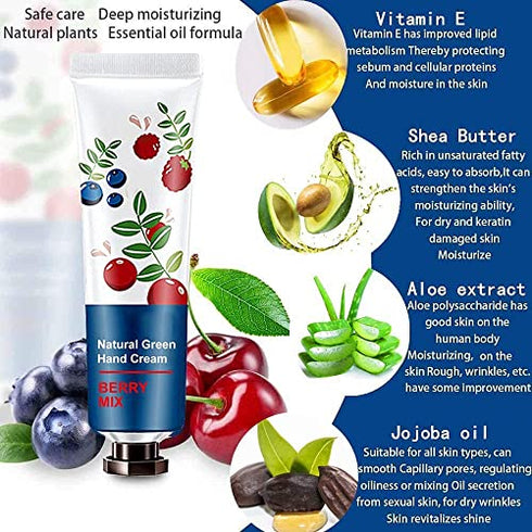 10 Pack Natural Plant Fragrance Hand Cream for Dry Hands, Moisturizing Hand Care Cream Stocking Stuffers for Women Gift Set With Natural Shea Butter And Aloe For Men And Women,Travel Size Hand Lotion-30ml