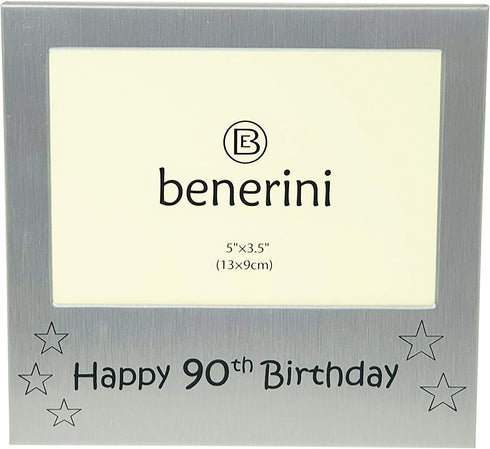 Shudehill Giftware Happy 90th Birthday Photo Picture Frame - 5 x 3.5 Inches - Unique Gift Idea Keepsake