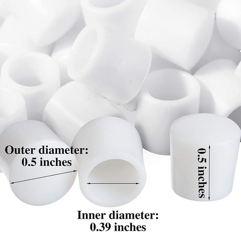 Door Stop Bumper Tips 0.39 Inch Door Rubber Stop Bumper Replacement Stopper Tips Caps for Door and Wall Protection, White (20 Pieces)
