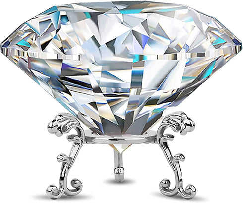 Large Crystal Diamond Paperweight with Stand Jewels Wedding Decorations Centerpieces Home Decor 3.15 inch (Clear)
