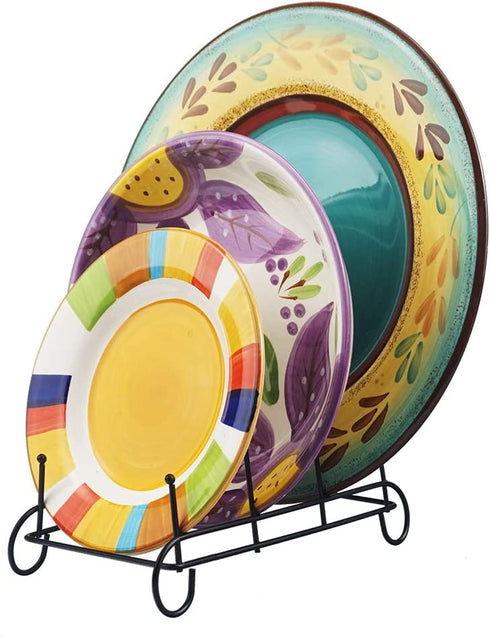 Artliving 3-Tier Metal Scrollwork Dish Rack Plate Rack Display Stand Holder Cabinet Organizer Set of 2