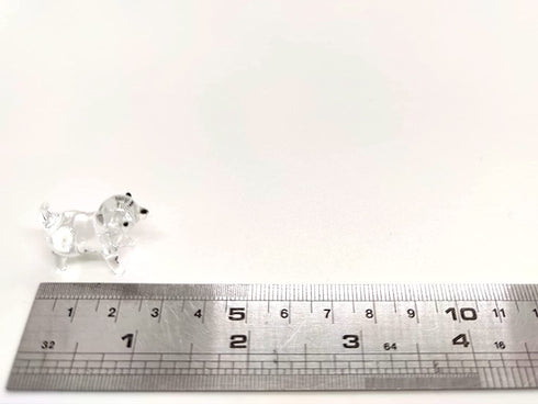 Sansukjai Rare Dog Tiny Micro Crystal Figurines Hand Blown Clear Glass Art Animals Collectible Dog-Lover Gift Home Decor (N)