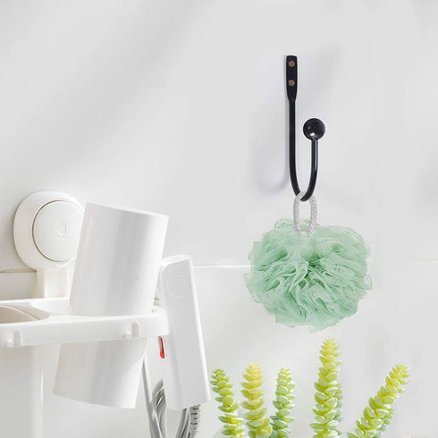 Curtain Holdback, 2pcs Wall Mounted Drapery Tiebacks with Screws, Heavy Duty Metal Decorative Window Drapery Holder Curtain Hook, Black