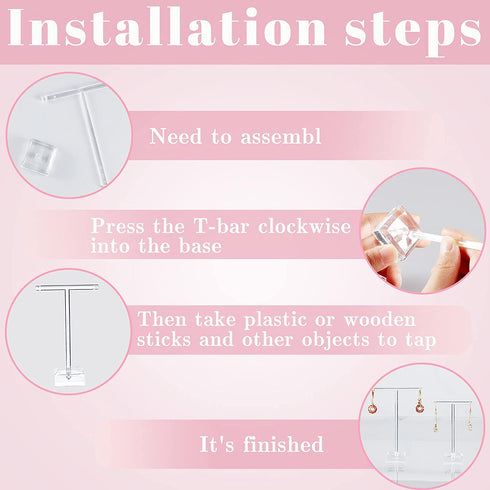 Acrylic Earring Holder Clear Earring Holder Countertop Earrings Display T-Bar Earrings Display Stand Holder Hanging Jewelry Organizer for Necklaces Bracelet Earrings (6)