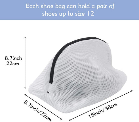 Tenn Well Shoe Washing Bags, Set of 3 Reusable Mesh Shoe Laundry Bags for Sneakers, Trainers, Running Shoes, Fit up to Mens Size 12