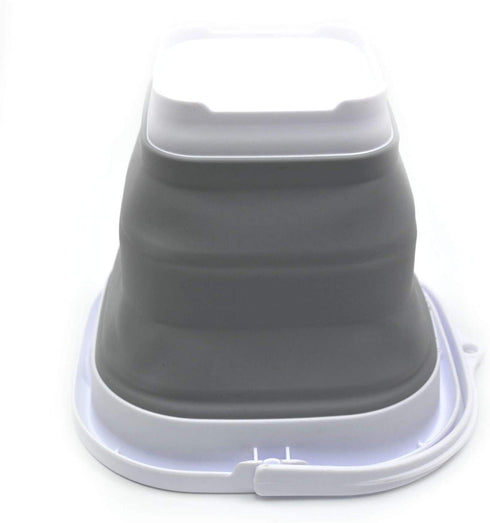 SAMMART 2.6L (0.68 Gallon) Super Mini Sqare Collapsible Plastic Bucket - Foldable Square Tub - Portable Fishing Water Pail - Space Saving Outdoor Waterpot (1, Grey)