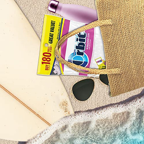 ORBIT Bubblemint Sugarfree Gum, 8.8-Ounce Resealable Bag, 180 Pieces