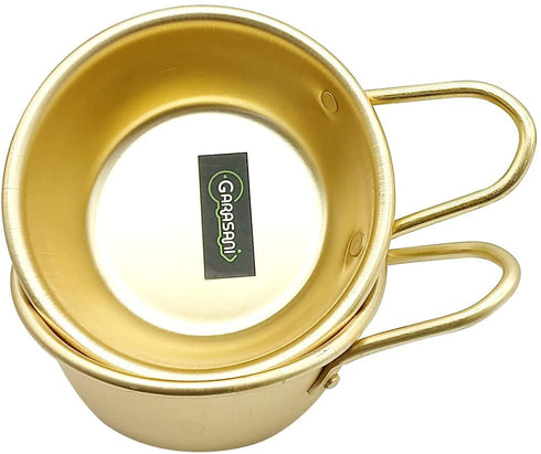 GARASANI Korean Traditional Wine Bowls, Korean Wine Bowl, Hiking Soup Dish, Aluminum, Yellow (4.7 inches)