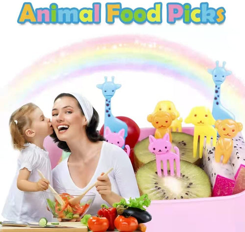 86 Pcs Animal Food Picks for Kids, Fun Bento Picks, Cute Cartoon Animal Fruit Food Toothpicks, Lunch Bento Box Picks for Toddler