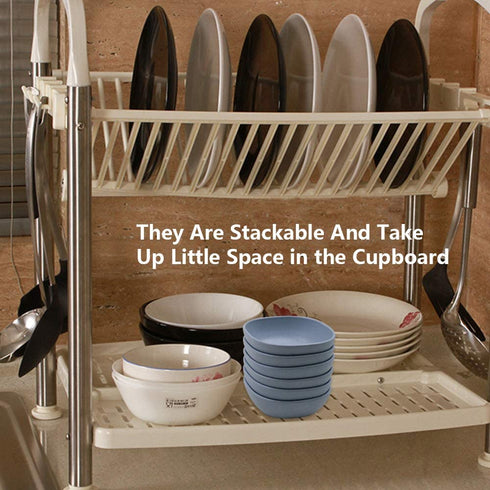 6PCS 4.5 OZ Wheat Straw Small Dessert Bowls, Stacked Pinch Bowls, Bamboo Fiber Mini Prep Bowls, Unbreakable Dipping Saucers for Side Dishes, Seasoning, Snack, Appetizer (Blue)