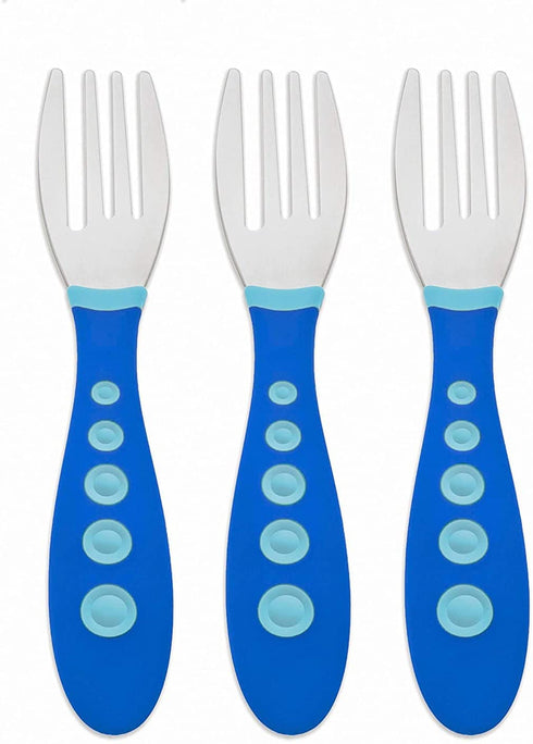 NUK First Essentials Kiddy Cutlery Forks (3 Count (Pack of 1) Blue)