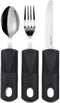 Vive Adaptive Utensil Set - Arthritis Aid Silverware for Parkinsons, Hand Tremors - Easy Grip for Shaking and Trembling Hands - Heavy Stainless Steel Spoon, Fork, Serrated Knife - Non Weighted Holder