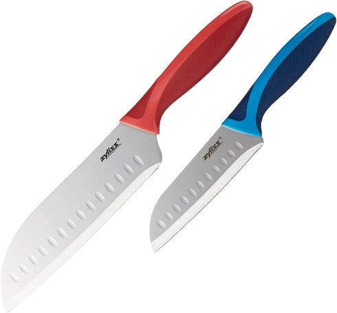 ZYLISS 2 Piece Santoku Knife Set with Sheath Covers, Stainless Steel