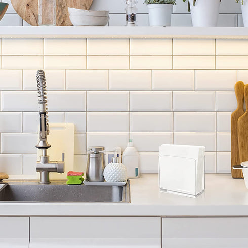 HBlife Napkin Holder, Acrylic Dining Table Dispenser for Cocktail Tissue, Clear Containers for Organizing Kitchen Paper, Mask