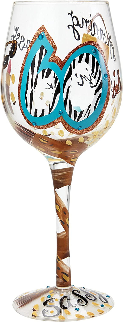 Designs by Lolita €œ60 and Sassy Hand-painted Artisan Wine Glass, 15 oz.