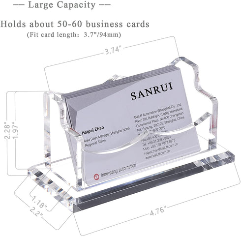 SANRUI Acrylic Business Card Holder for Desk,Clear Business Card Stand,Business Card Display Holder Fits 2" x 3.5" Business Cards