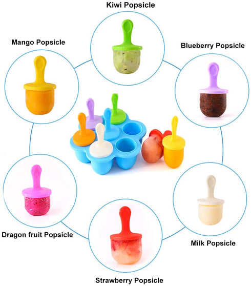 Silicone Popsicle Molds, Ice Pop Molds, Storage Container for Homemade Food, Kids Ice Cream DIY Pop Molds - BPA Free (Blue)