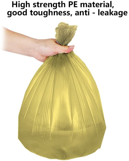 5 Rolls Small Trash Garbage Bags, 4 Gallon Strong Thin Material Disposable Kitchen Garbage Bags, Durable Plastic Trash Bags for Office Home Bedroom Garden Waste Bin, 100 Counts (Golden)