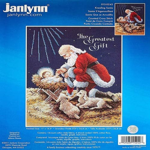 Janlynn Counted Cross Stitch Kit, Kneeling Santa