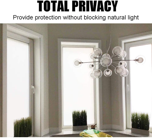 Privacy Window Films, Opaque Frosted Glass Tint Static Cling Treatment Protects Home Security Without Blocking Daylight - Heat Control, UV Prevention, Easy Removal (Matte White, 17.7x78.7 Inches)