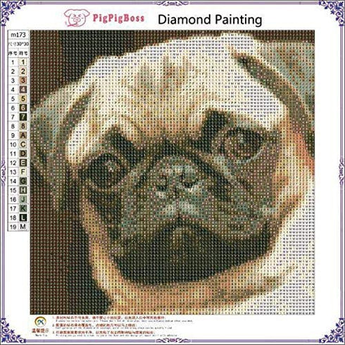 Pug Full Diamond Painting Kits - pigpigboss 5D Full Diamond Painting by Numbers - Pug Diamond Dots Kit Dog Diamond Painting Arts Crafts Kit for Adult Kid Dog Lovers (11.8 x 11.8 inches)