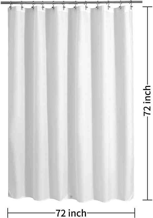 Waterproof Fabric Shower Curtain Liner - Soft & Light-Weight Cloth Shower Liner, 3 Bottom Magnets, Hotel Quality & Machine Washable - Standard Size 72x72, White