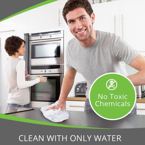 Microfiber Magic Streak Free Cloth 3 Pack Clean Any Surface with Just Water Eco Friendly Environmentally Safe Perfect for Window, Mirror, Kitchen, Counters, Appliances, Car, Cycle, TV Screen