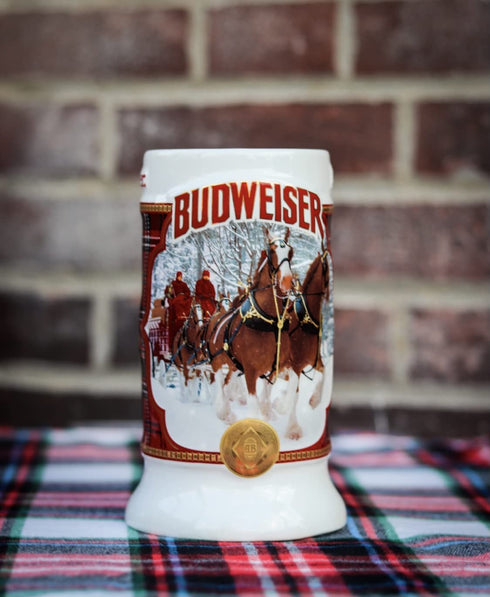2021 Budweiser Plaid Holiday Christmas Stein