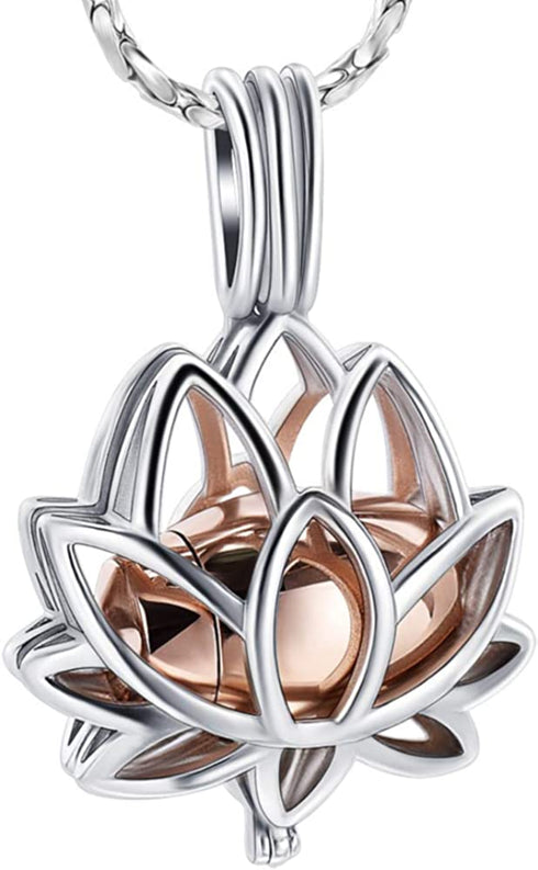 Imrsanl Cremation Jewelry for Ashes - Lotus Flower Ashes Pendant Necklace with Mini Keepsake Urn Memorial Ash Jewelry