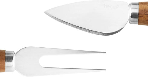 hecef Cheese Board set of 3,a Acacia Wood Cheese Plate & a Cheese Knife & a Cheese Fork, Cheese Platter Slate Board Cheese Serving Board (Cheese board with 2 knives)