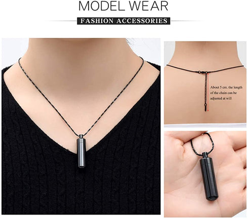 Imrsanl Cremation Jewelry for Ashes Pendant Urn Necklace Cylinder with Glass Vial Keepsake Ashes Memorial Jewelry
