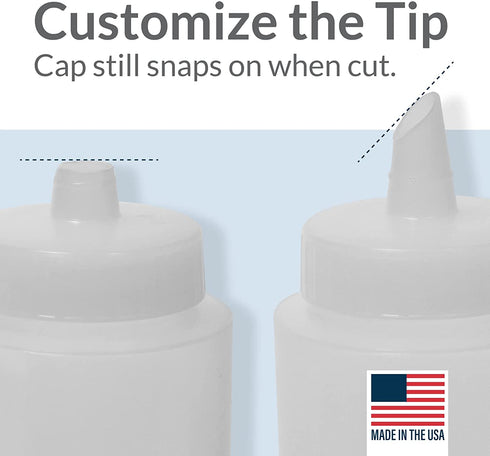 Pinnacle Mercantile Plastic Squeeze Condiment Bottles with Red Tip Cap 16-Ounce Set of 6 Wide Mouth