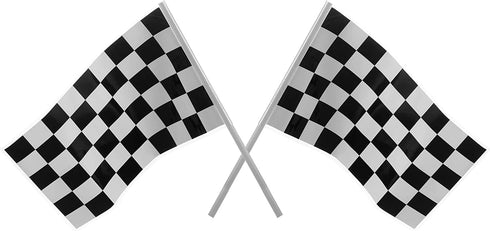 Traffic Cones and Racing Checkered Flags - (24 Pcs) 12 - Black and White Flags on Sticks and 12 7-Inch Mini Orange Sports Safety Cones for Kids - Race Car Theme Birthday Party Supplies