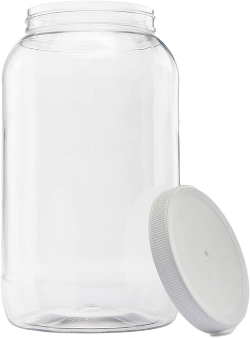 CLEARVIEW CONTAINERS 128 OZ Jar with Lid - Clear Plastic Jar with lid Leak proof Fresh seal lined ribbed cap Gallon Storage Container - 1 Pack
