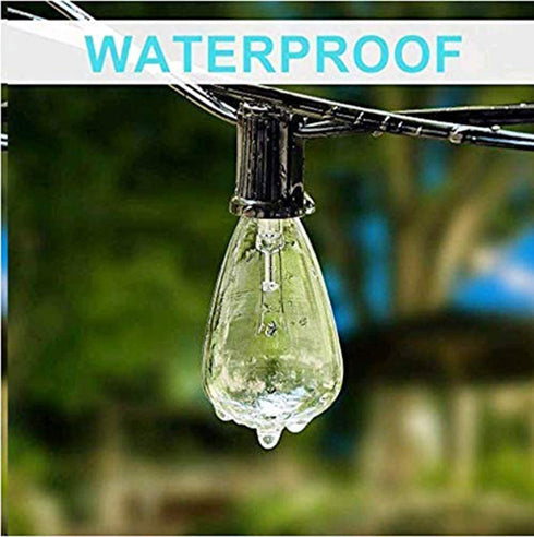 SkrLights Outdoor Patio String Lights,10Ft Edison Bulb String Lights for Patio Garden Porch Backyard Party Deck Yard(Plus 1 Extra Bulbs)-Black