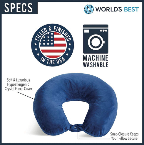 World's Best Feather Soft Microfiber Neck Pillow, Navy