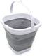 SAMMART 2.6L (0.68 Gallon) Super Mini Sqare Collapsible Plastic Bucket - Foldable Square Tub - Portable Fishing Water Pail - Space Saving Outdoor Waterpot (1, Grey)