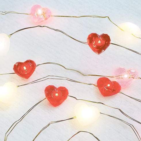 MIYA LIFE Valentine's Day Heart Lights 10 ft 40 LED Copper Wire String Lights for Wedding Birthday Festival D©cor