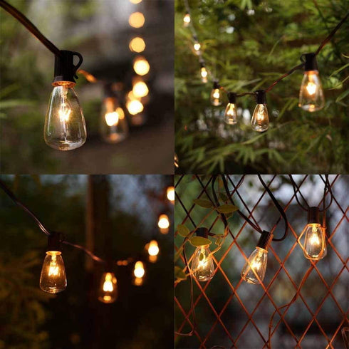 SkrLights Outdoor Patio String Lights,10Ft Edison Bulb String Lights for Patio Garden Porch Backyard Party Deck Yard(Plus 1 Extra Bulbs)-Black