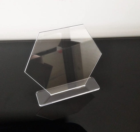 XIAOYUE 5 Sets Acrylic Blanks Hexagon with Stand,DIY Clear Wedding Signs,Personalized Hand Lettered Table Numbers (2.5'')