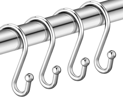 Silver Shower Curtain Hooks,Rust Proof Shower Curtain Rings for Bathroom,Set of 12 CHICTIE Chrome S Shaped Decorative Shower Curtain Hooks Hangers for Bathroom Curtains,Clothing, Towels, etc