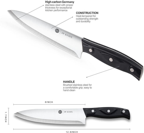 Chef Knife - Kitchen Knives, 8 inch Chef's Knife, 4 inch Paring Knife, High Carbon Stainless Steel with Ergonomic Handle